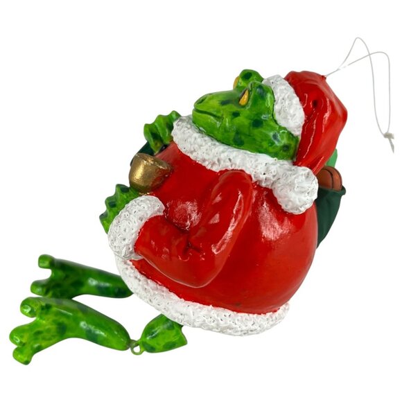 Frog Santa Claus Christmas Ornament Gallerie II Green Red Dangling Legs Novelty - Picture 5 of 8